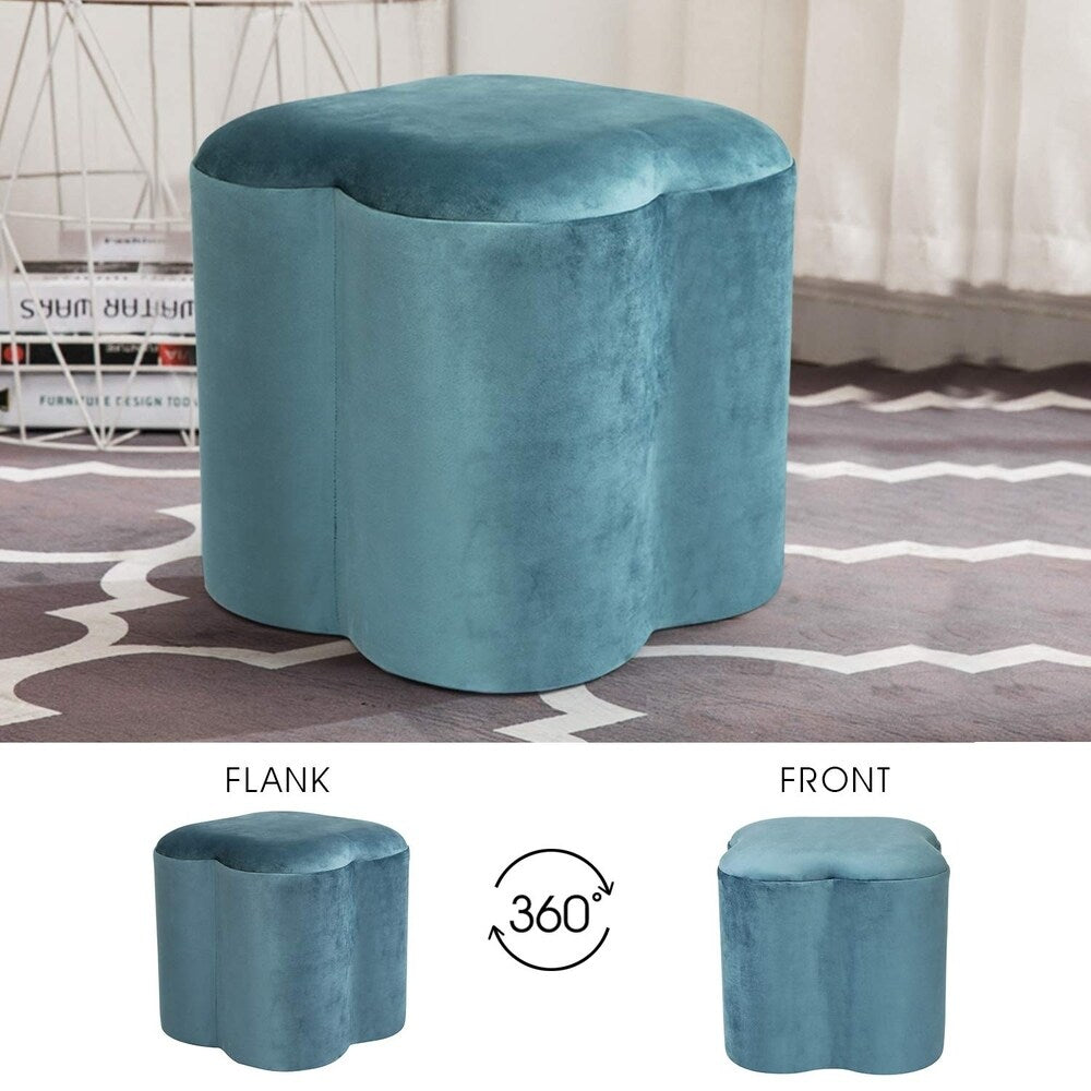Adeco FT0322-1 Modern Velvet Ottomans & Ottomans, Blue