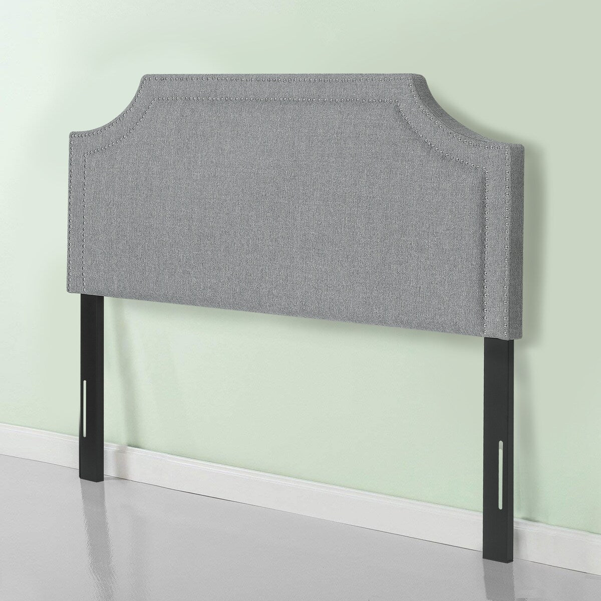 Adeco Fabric Upholstered Headboard with Nailhead for Queen Bed