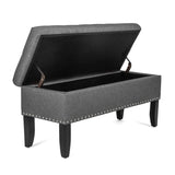 Adeco Dark Grey Storage Ottoman Bench Rectangle Footrest Stool