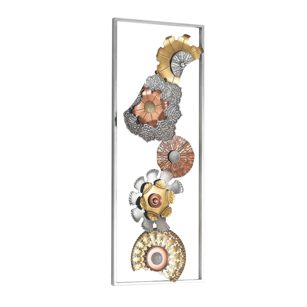 Adeco Metal Wall Decor with Frame Flowers Set of 2 Wall Art Sculptures