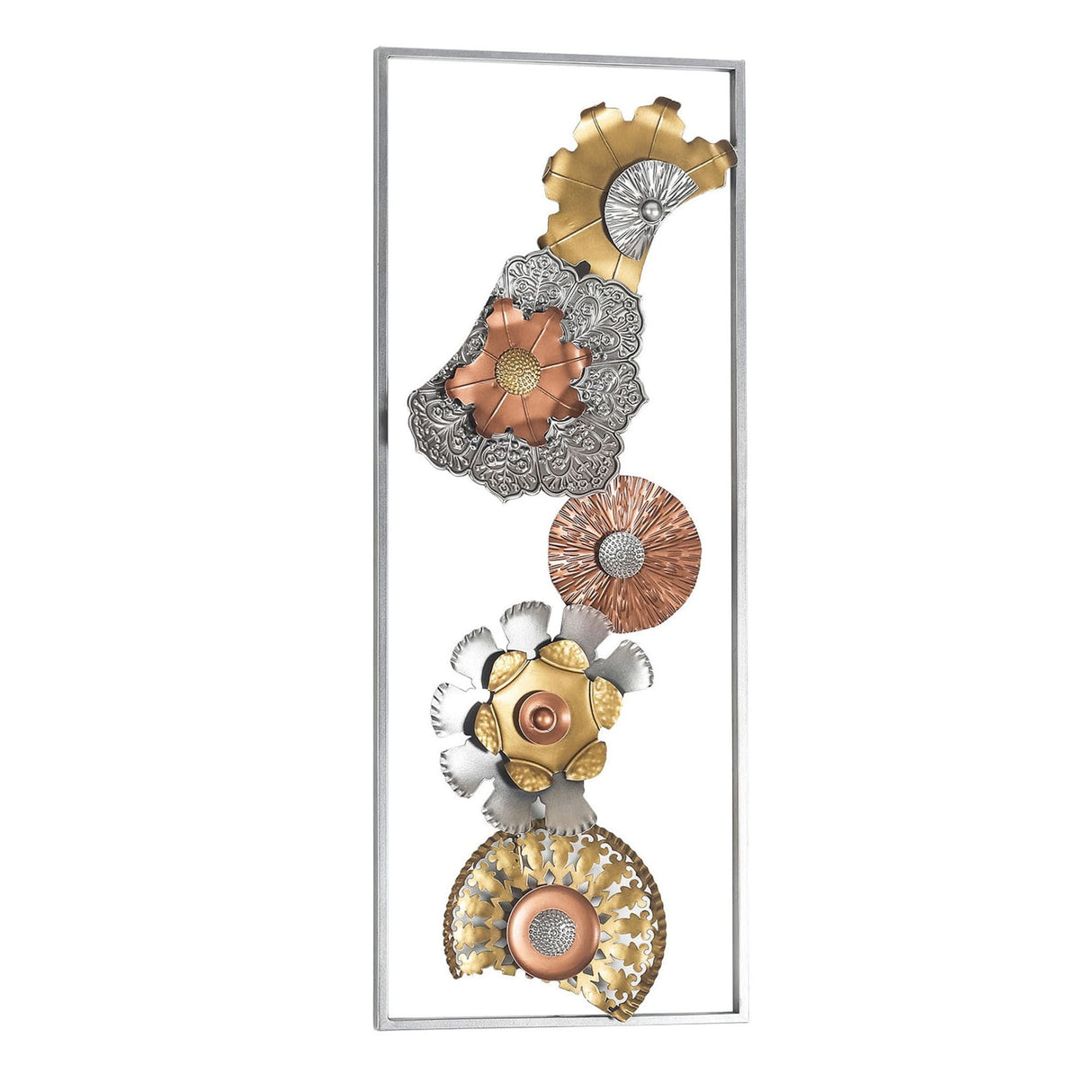 Adeco Metal Wall Decor with Frame Flowers Set of 2 Wall Art Sculptures