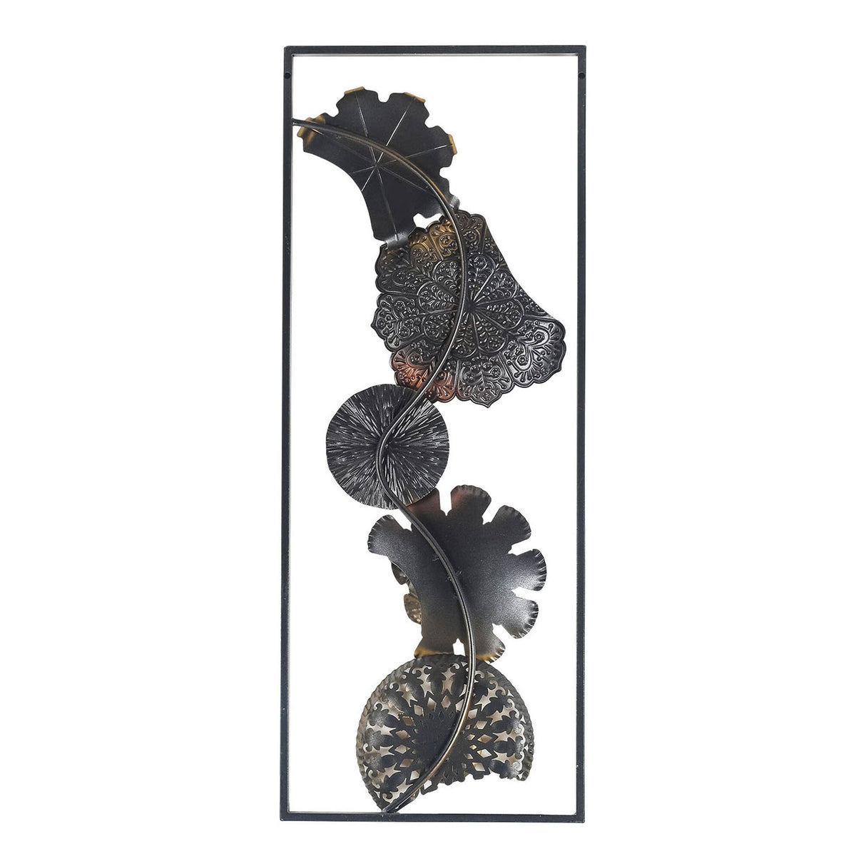 Adeco Metal Wall Decor with Frame Flowers Set of 2 Wall Art Sculptures