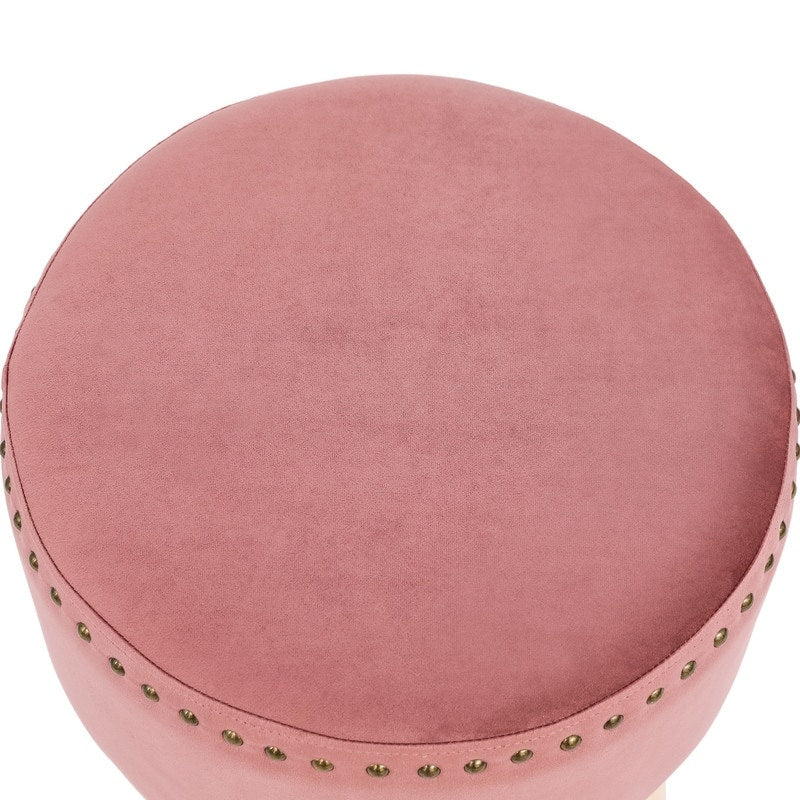 Adeco Round Ottoman Foot Rest Stool Vanity Stool Chair Velvet Padded