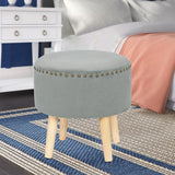Adeco Round Ottoman Foot Rest Stool Vanity Stool Chair Velvet Padded