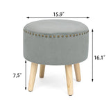 Adeco Round Ottoman Foot Rest Stool Vanity Stool Chair Velvet Padded