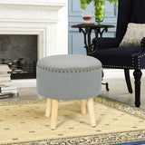 Adeco Round Ottoman Foot Rest Stool Vanity Stool Chair Velvet Padded