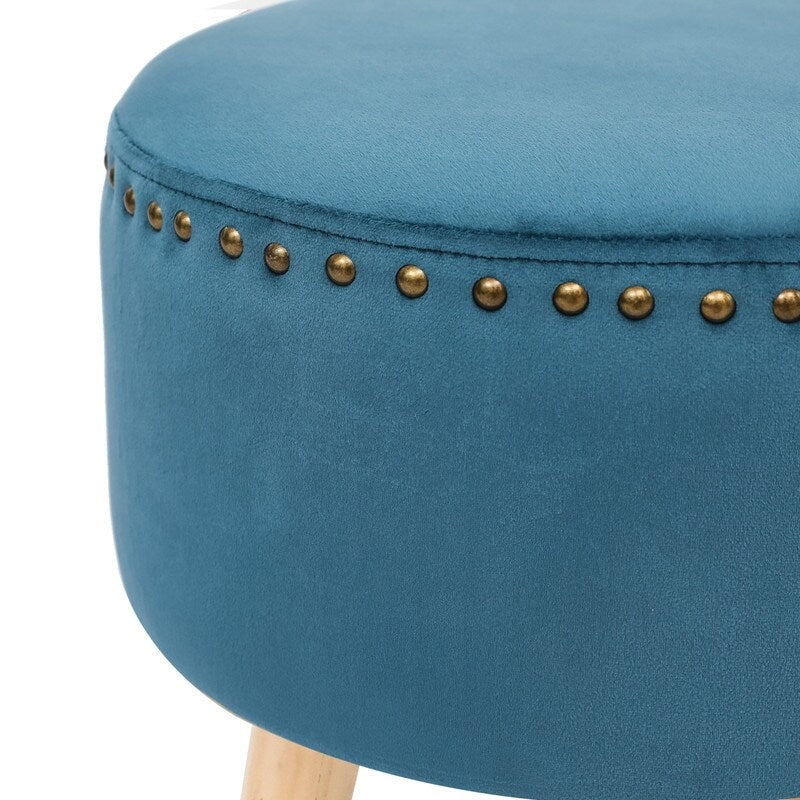 Adeco Round Ottoman Foot Rest Stool Vanity Stool Chair Velvet Padded