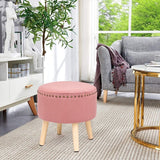 Adeco Round Ottoman Foot Rest Stool Vanity Stool Chair Velvet Padded