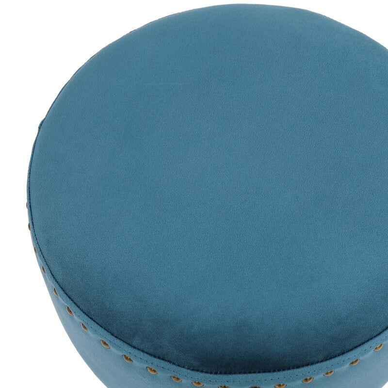 Adeco Round Ottoman Foot Rest Stool Vanity Stool Chair Velvet Padded