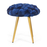 Adeco Round Velvet Ottoman Foot Rest Stool