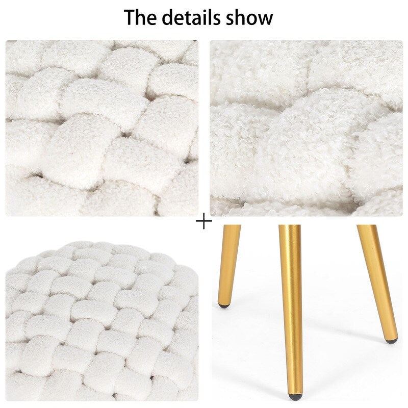 Adeco Round Velvet Ottoman Foot Rest Stool