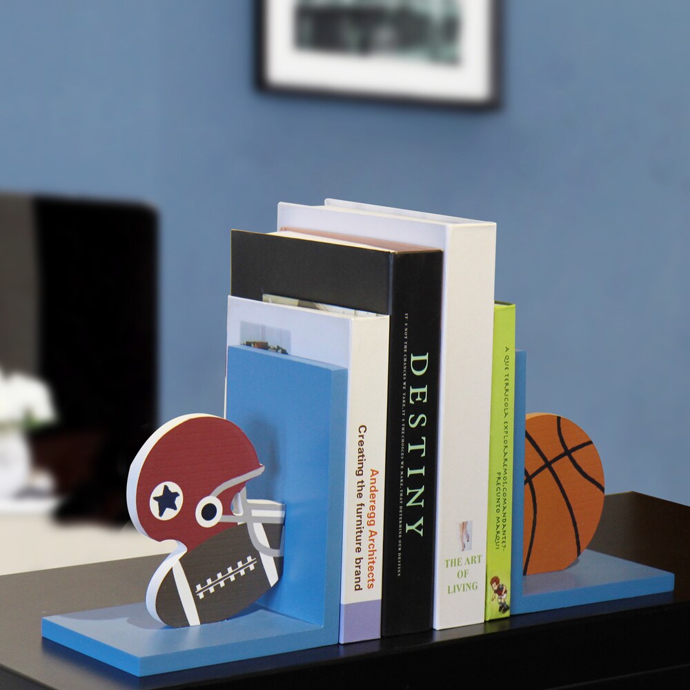 Child's Football and Basketball Wood Bookends (Set of 2)