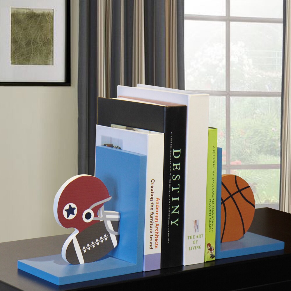 Child's Football and Basketball Wood Bookends (Set of 2)