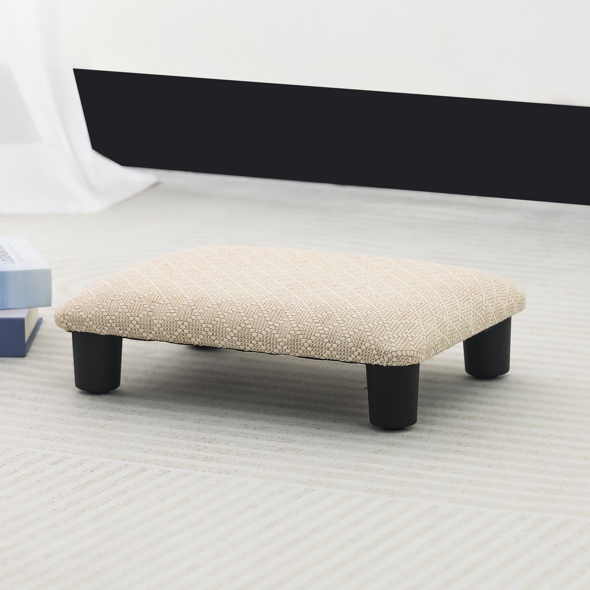 Adeco Set of 2 Footrest Ottoman Linen Low Foot Stools
