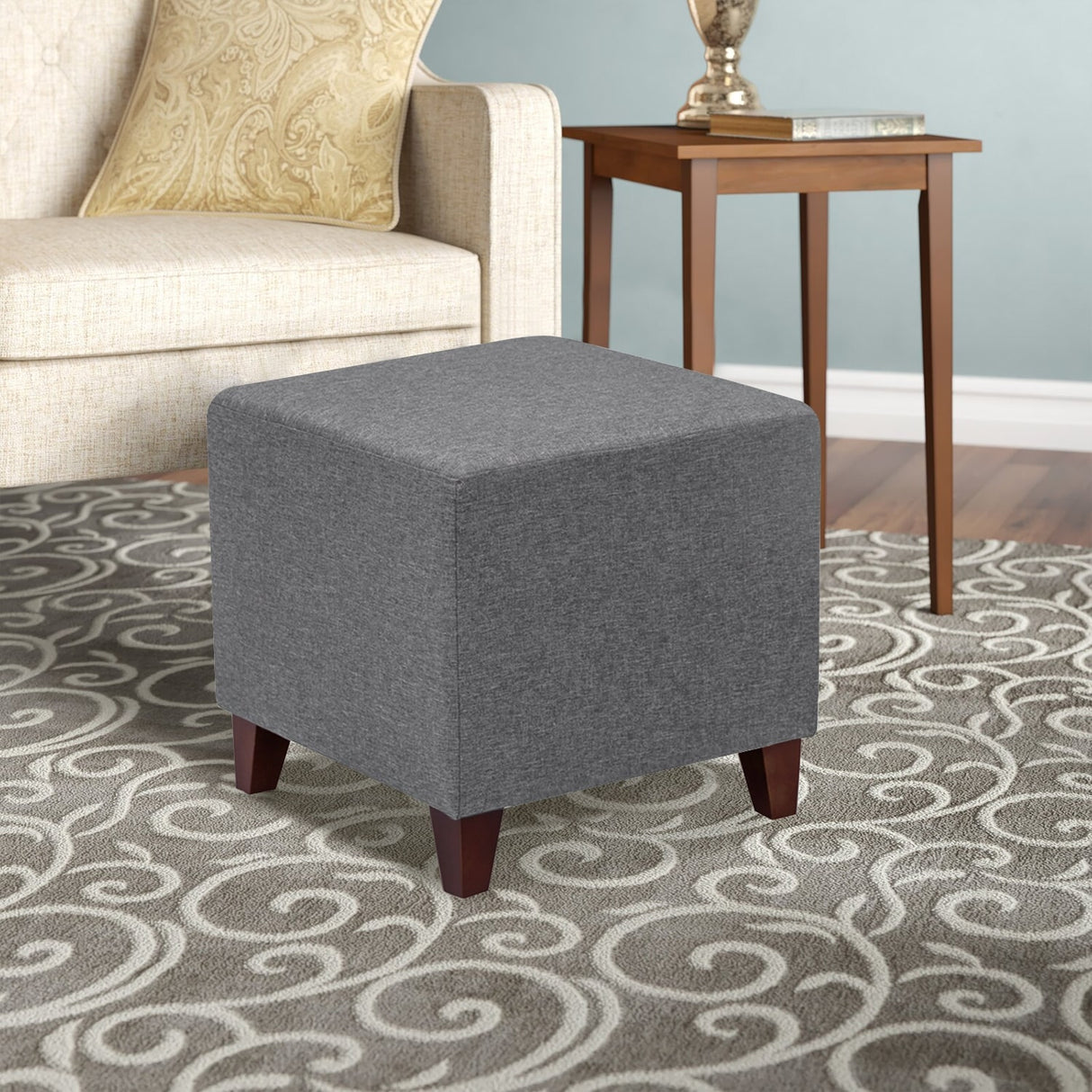 Adeco Simple British Style Cube Ottoman Footstool