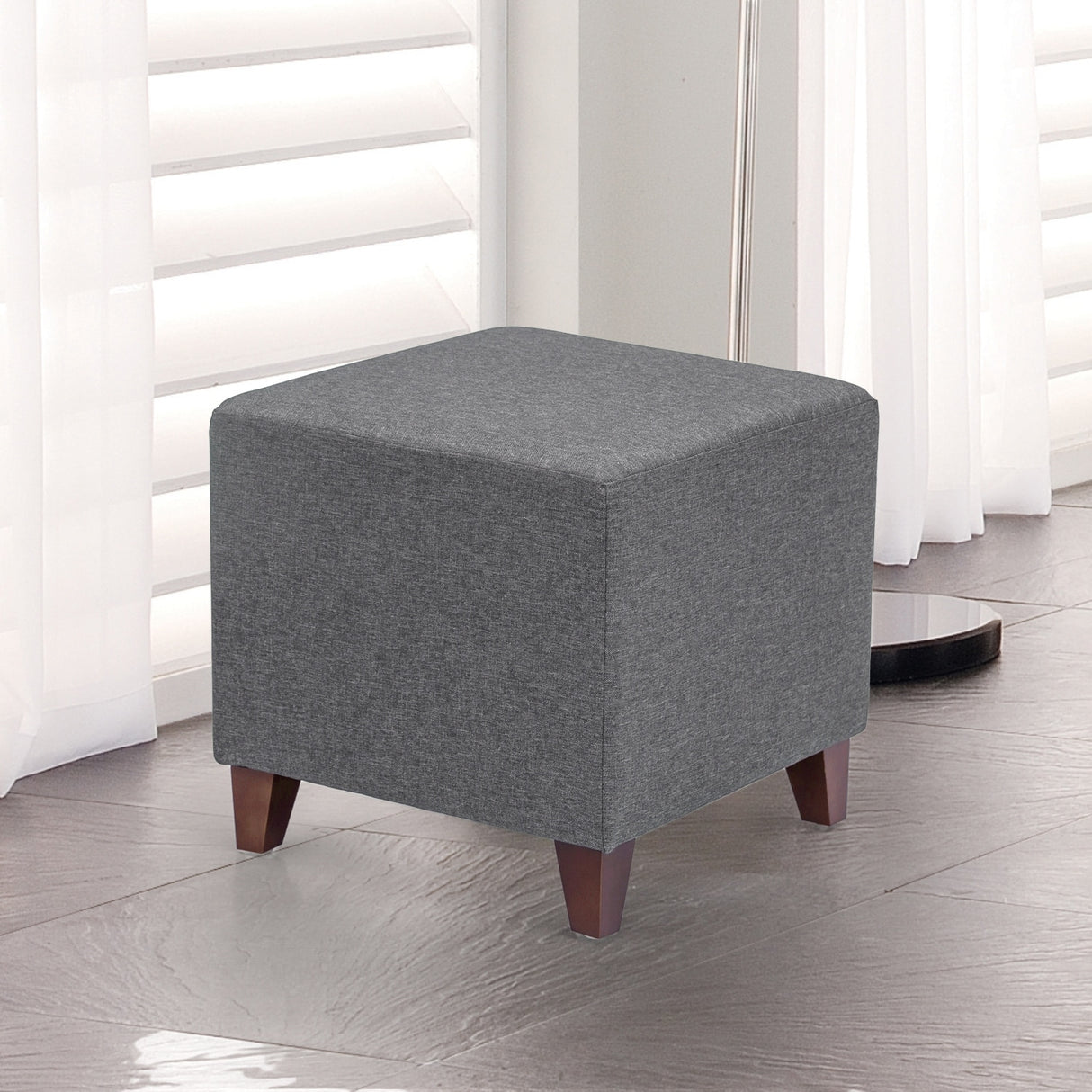 Adeco Simple British Style Cube Ottoman Footstool