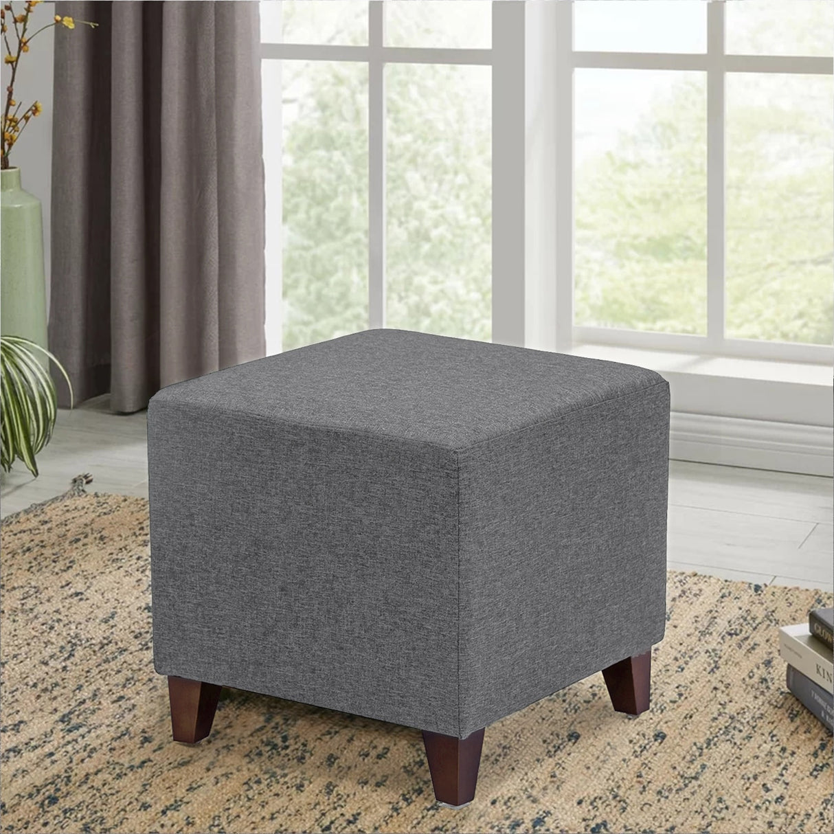 Adeco Simple British Style Cube Ottoman Footstool