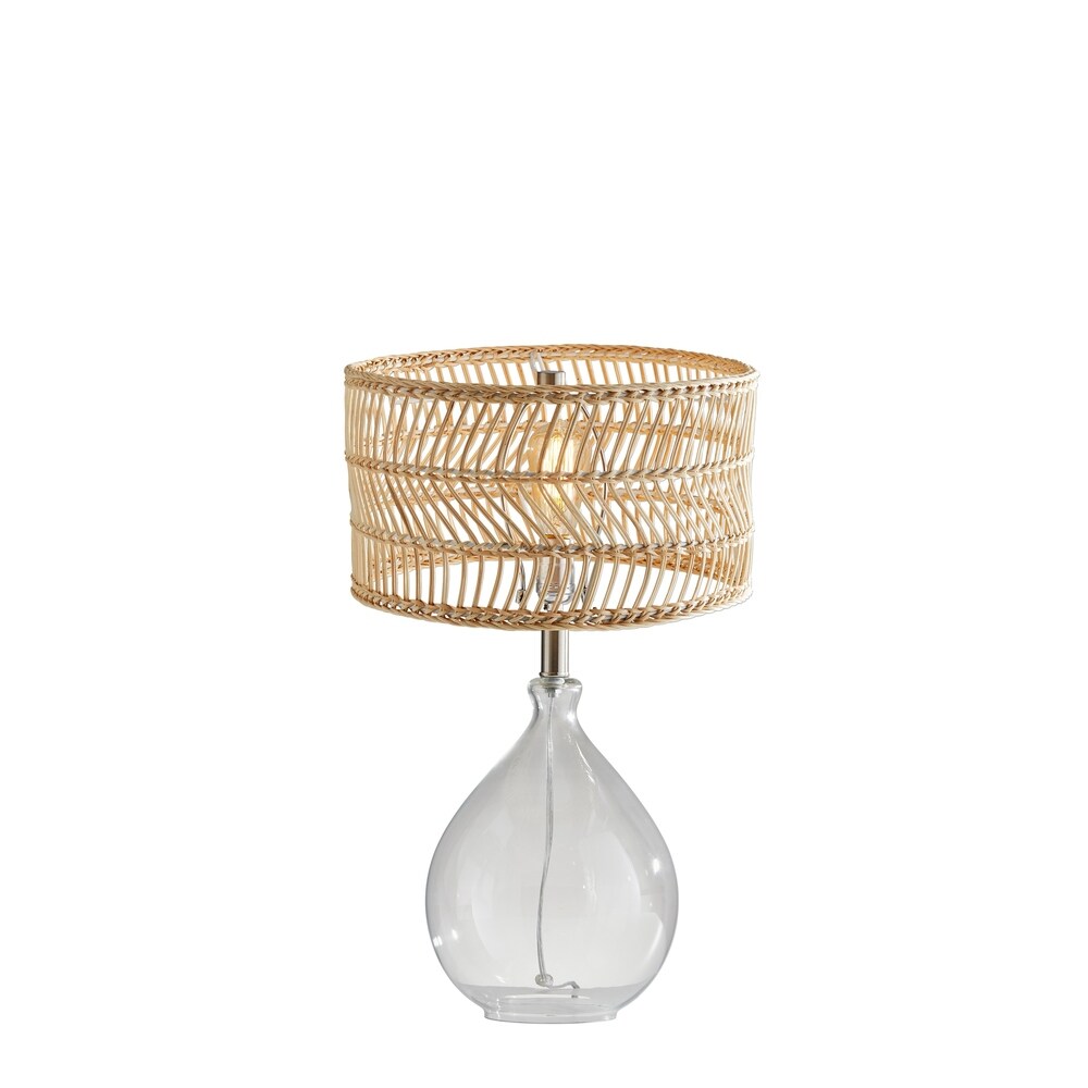Adesso Glass & Brushed Steel Cuba Teardrop Table Lamp