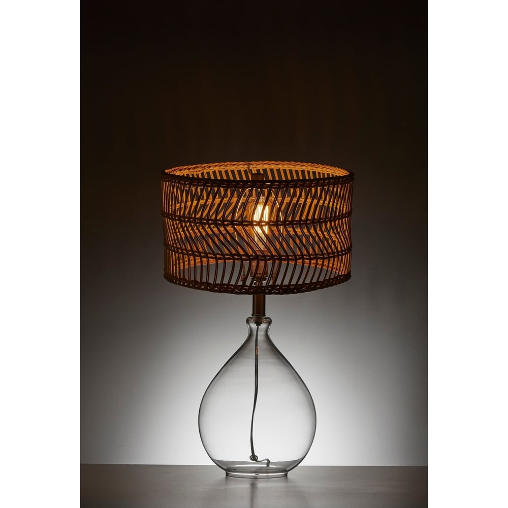 Adesso Glass & Brushed Steel Cuba Teardrop Table Lamp