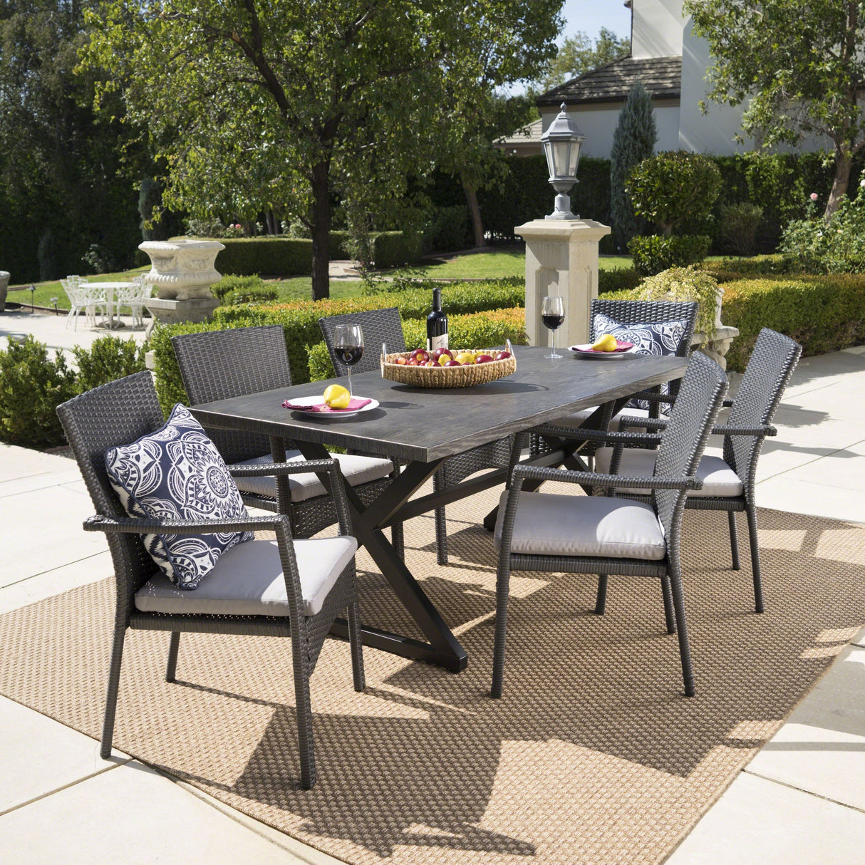 Adina 7-piece Wicker Aluminum Dining Set by Christopher Knight Home - N/A