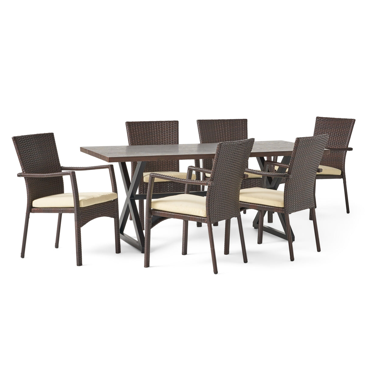 Adina 7-piece Wicker Aluminum Dining Set by Christopher Knight Home - N/A