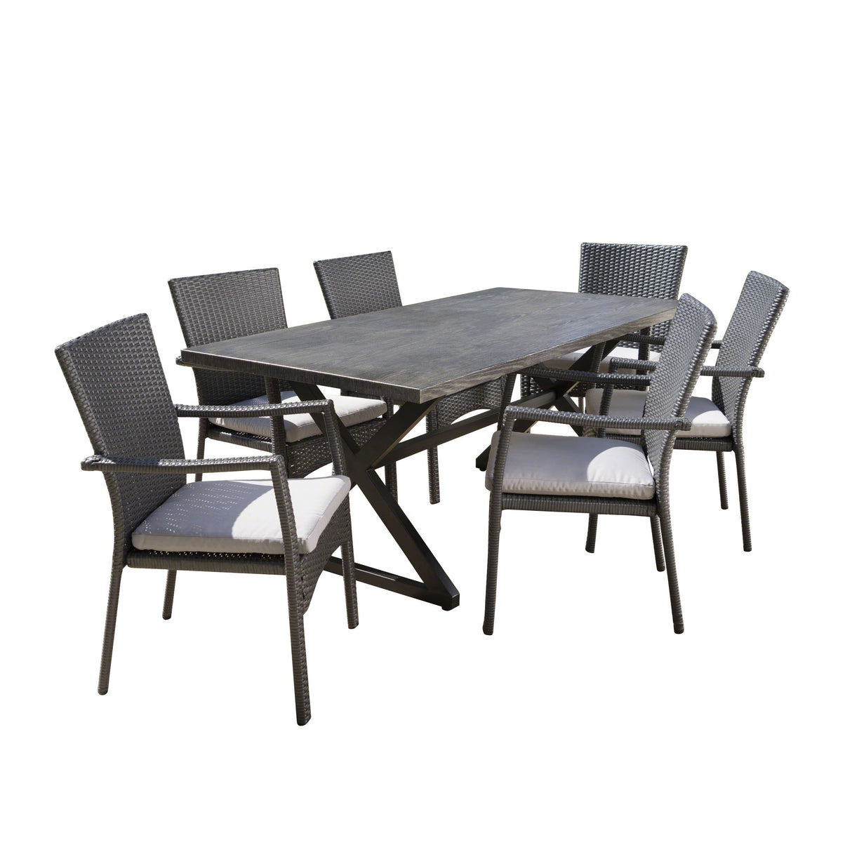 Adina 7-piece Wicker Aluminum Dining Set by Christopher Knight Home - N/A