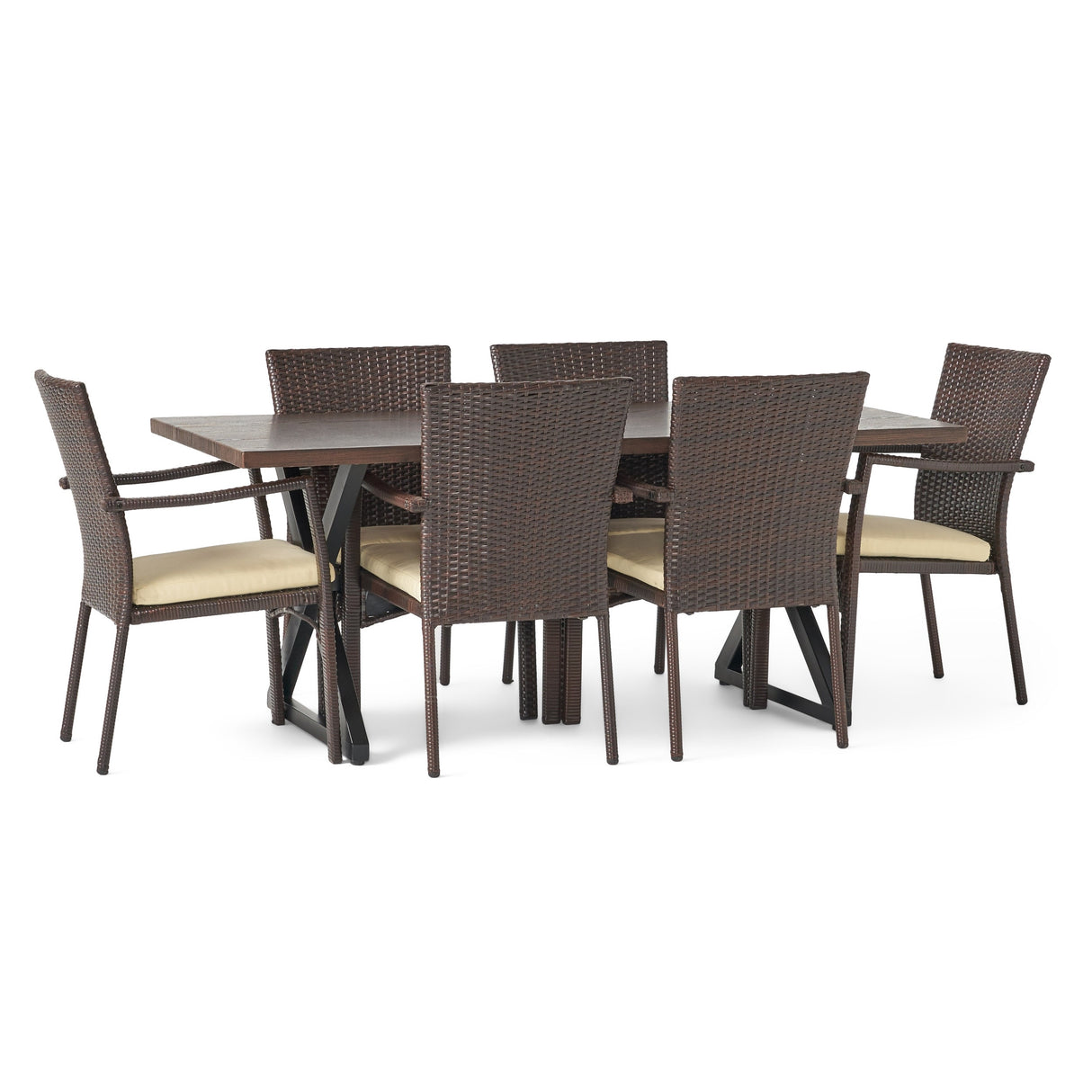 Adina 7-piece Wicker Aluminum Dining Set by Christopher Knight Home - N/A