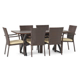 Adina 7-piece Wicker Aluminum Dining Set by Christopher Knight Home - N/A
