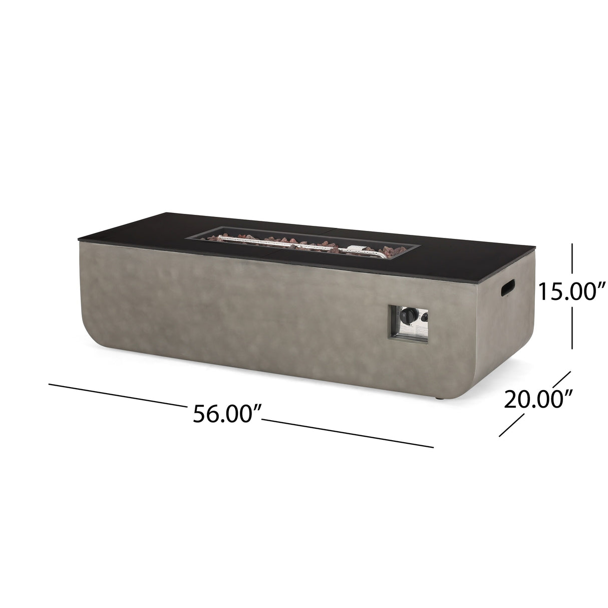 Adio Outdoor 50,000 BTU Lightweight Concrete and Ceramic Rectangular Fire Pit (No Tank Holder) by Christopher Knight Home