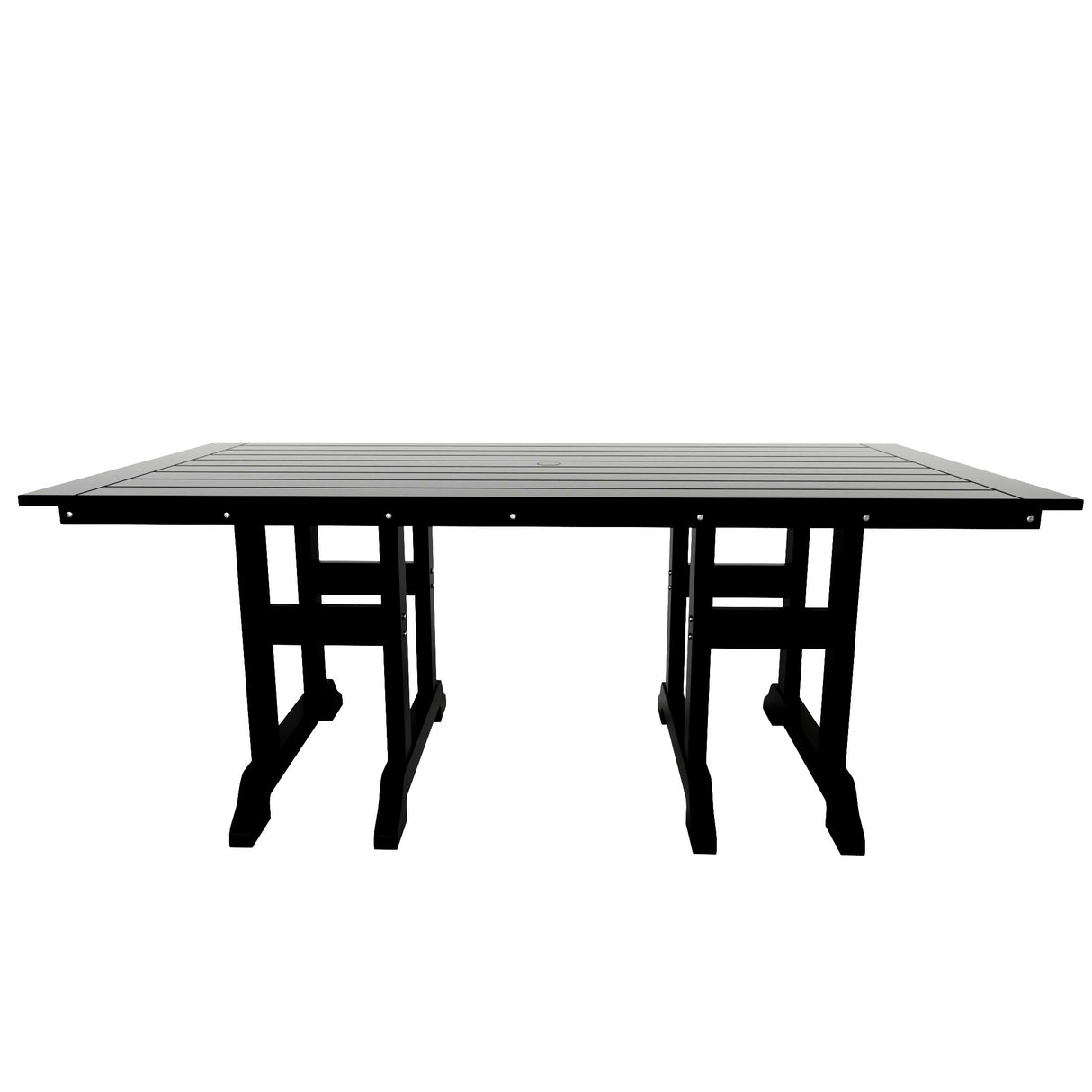 Polytrends Laguna Hdpe All Weather Outdoor Patio Rectangular Adirondack Dining Chairs With Table (7-Piece Set)