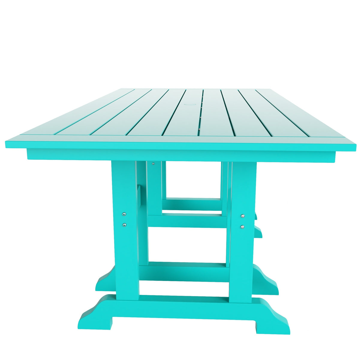 Polytrends Laguna Hdpe All Weather Outdoor Patio Rectangular Adirondack Dining Chairs With Table (7-Piece Set)