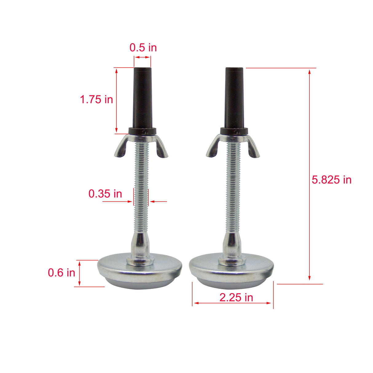 Adjustable 5.8" Threaded Bed Frame Riser Glide Legs, Set of 4 Glides.