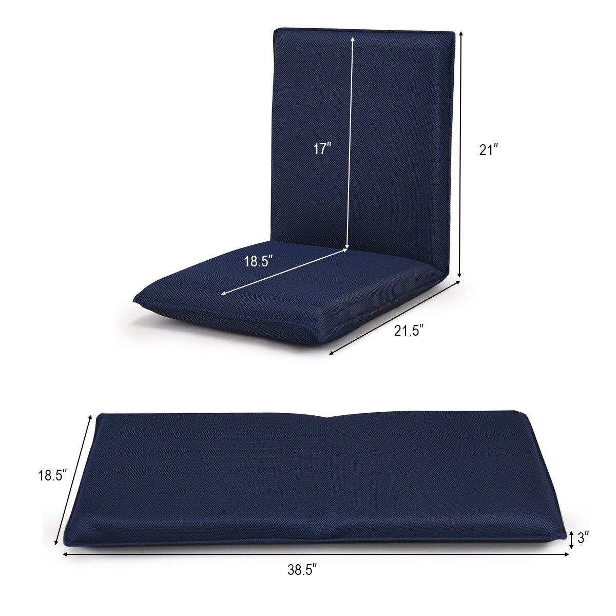 GZMR Adjustable 6 position Floor Chair Folding Lazy Man Sofa Chair