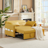 Adjustable And Convenient Fabric Leather White 2 Seat Sofa, Filled With High Elastic Foam Metal Rubber Wheels