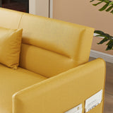 Adjustable And Convenient Fabric Leather White 2 Seat Sofa, Filled With High Elastic Foam Metal Rubber Wheels