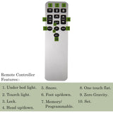 Adjustable Base Tilt, Zero Gravity, Anti Snore, Under Bed Nightlight, Dual USB Charging Station, Wireless Remote.