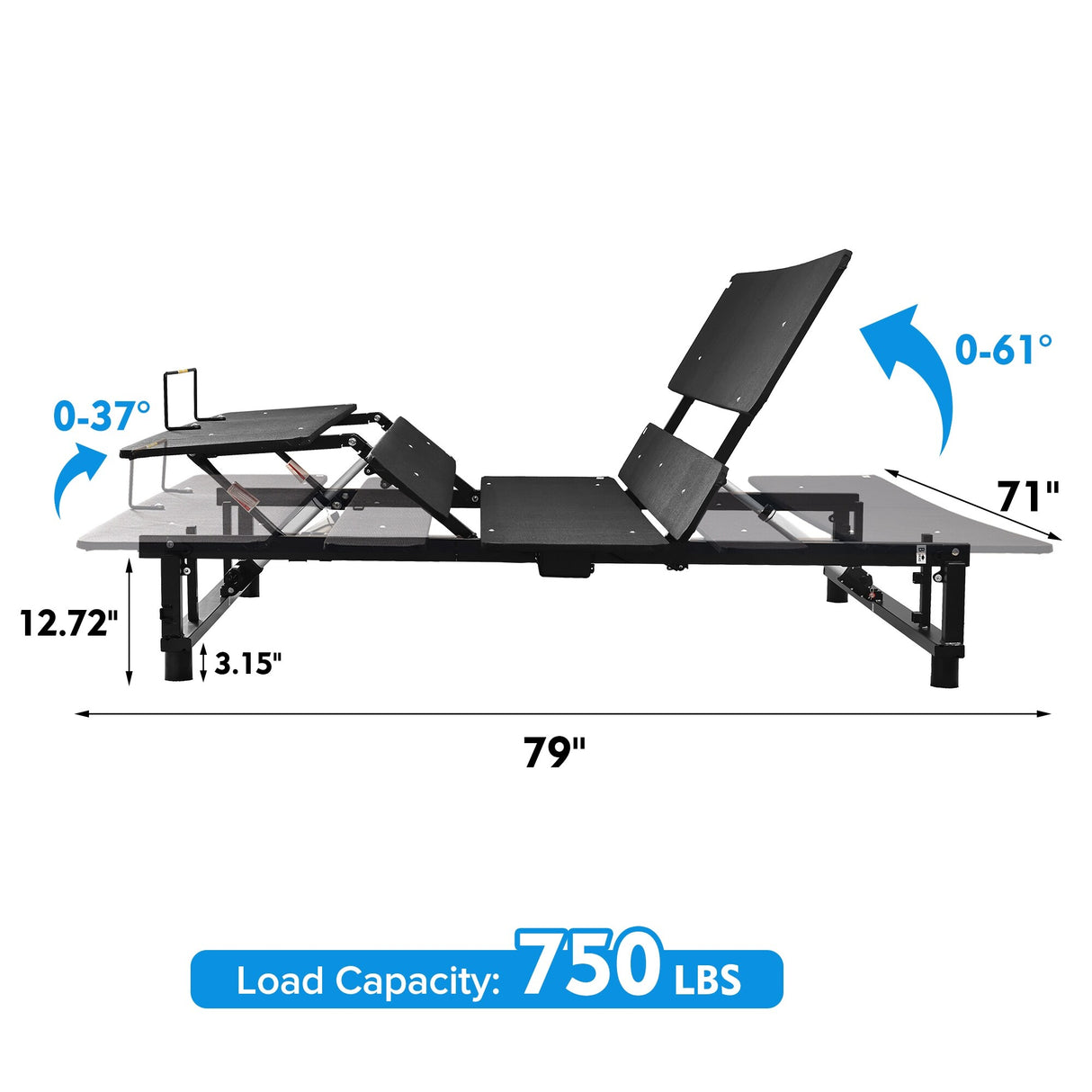 King Size Metal Zero Gravity Adjustable Bed Base