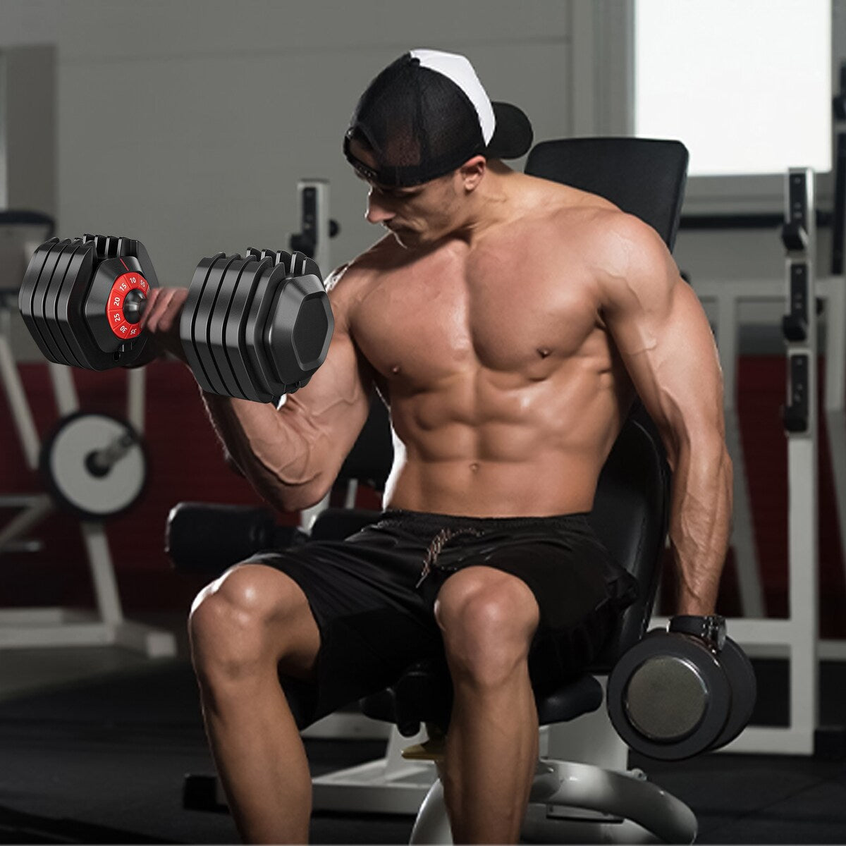 Adjustable Dumbbell 10 in 1 Free Dumbbell for Men and Women Fast Adjust by Turning Handle