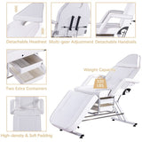Adjustable Facial Bed Massage Salon Tattoo Chair with Two Trays