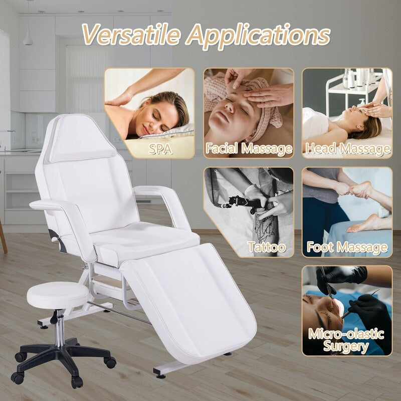 Adjustable Facial Bed Massage Salon Tattoo Chair with Two Trays