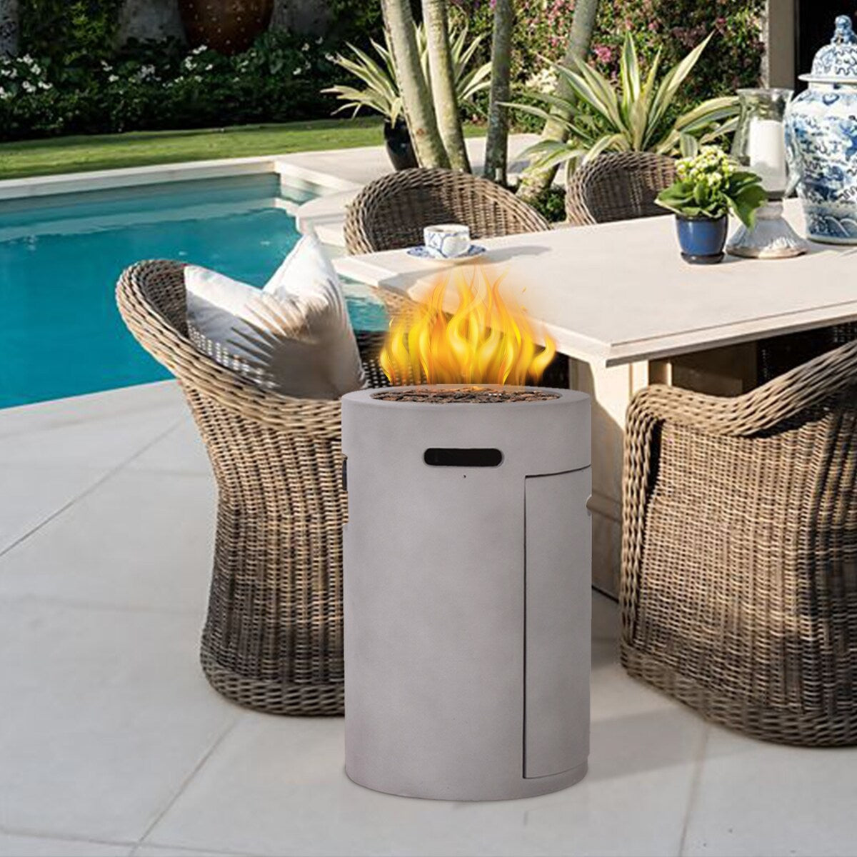 Adjustable Flame Propane Gas Fire Table with Waterproof Cover