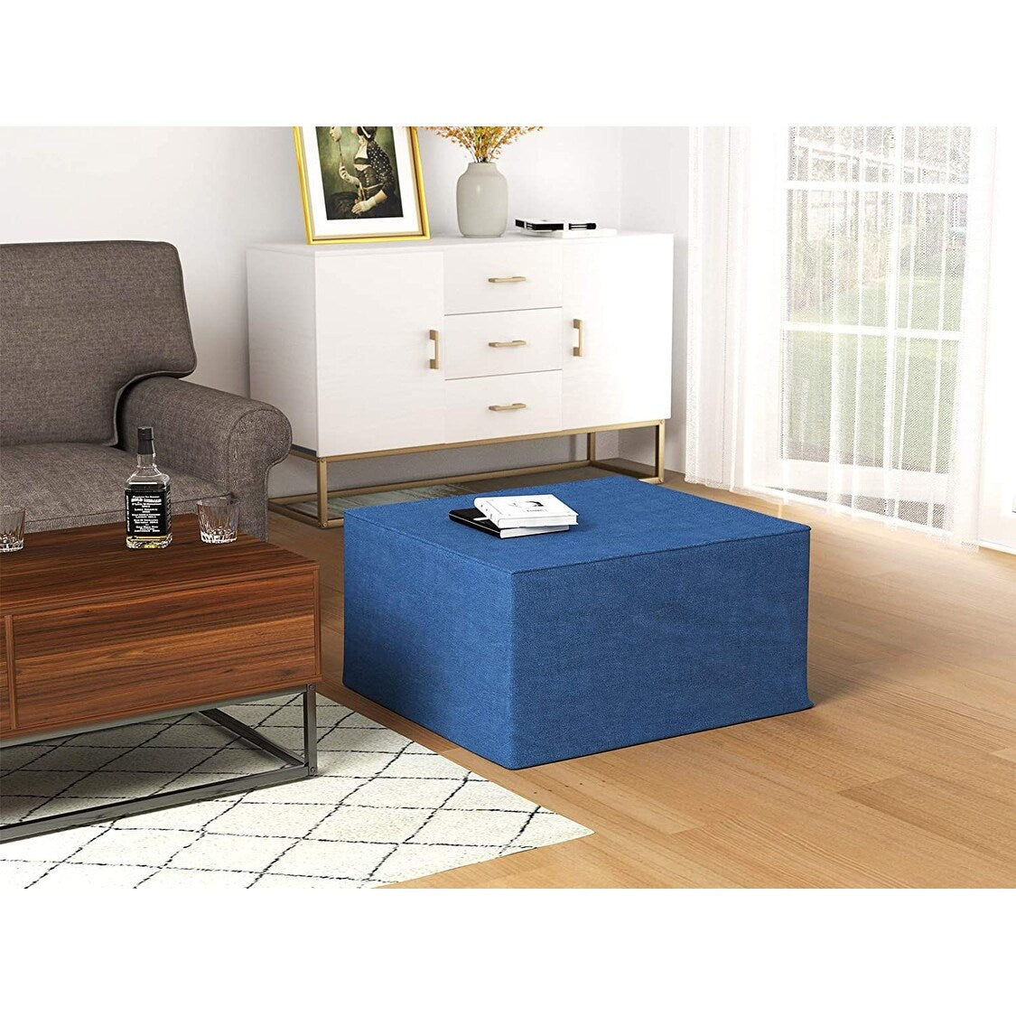Adjustable Folding Bed Ottoman, Rollaway Guest Bed with Head Incline ,Removable Mattress & Side Pocket Heavy Duty Metal Frame