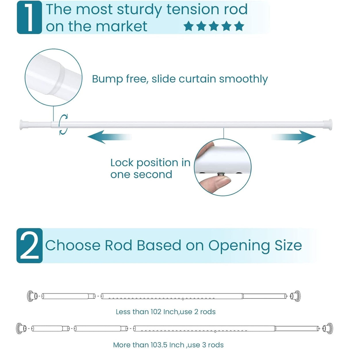 Adjustable Heavy Duty Tension Curtain Rod