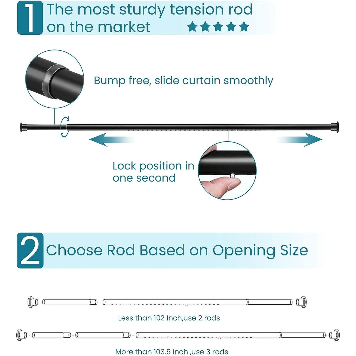 Adjustable Heavy Duty Tension Curtain Rod