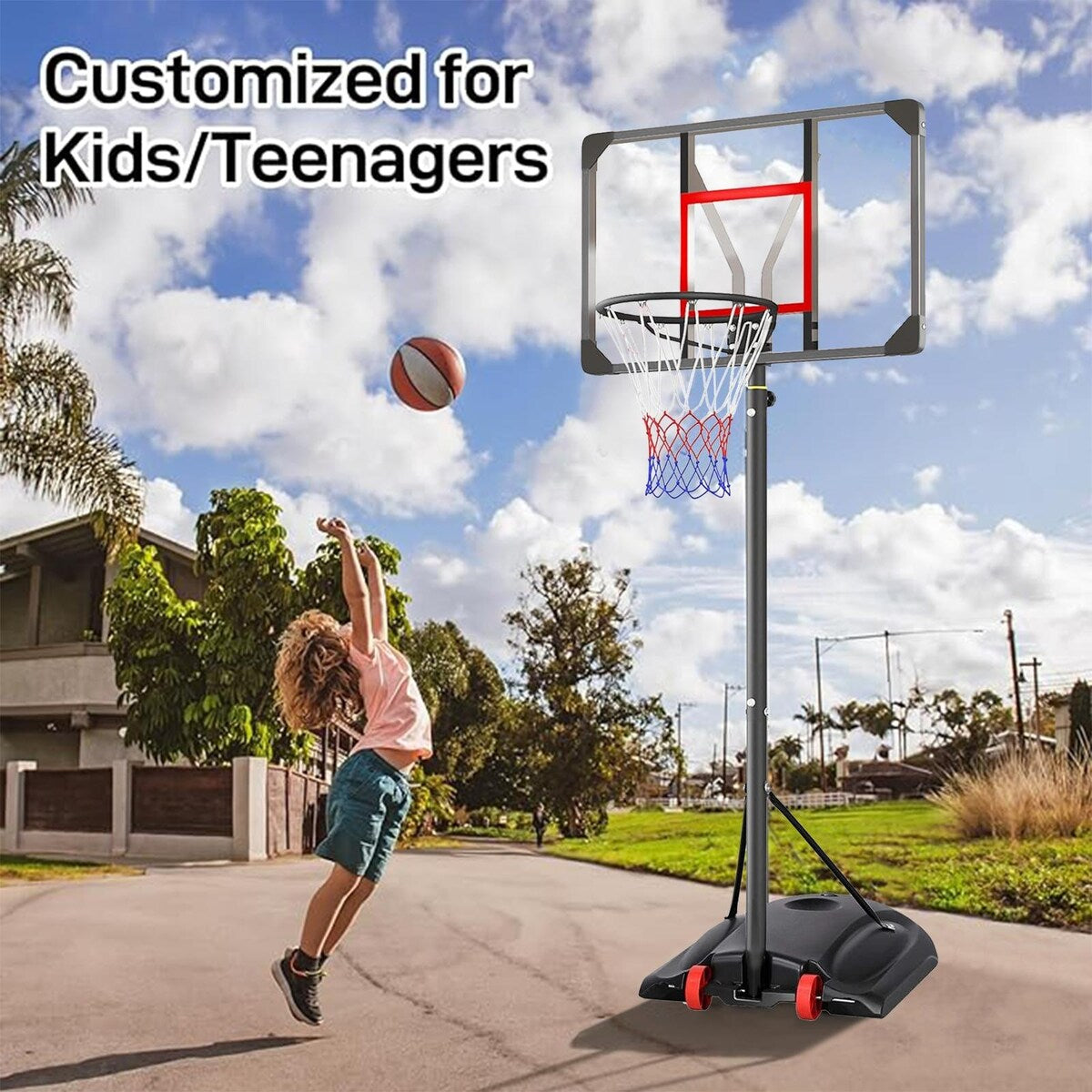 Adjustable Height Portable Impact Backboard Outdoor Basketball Hoop