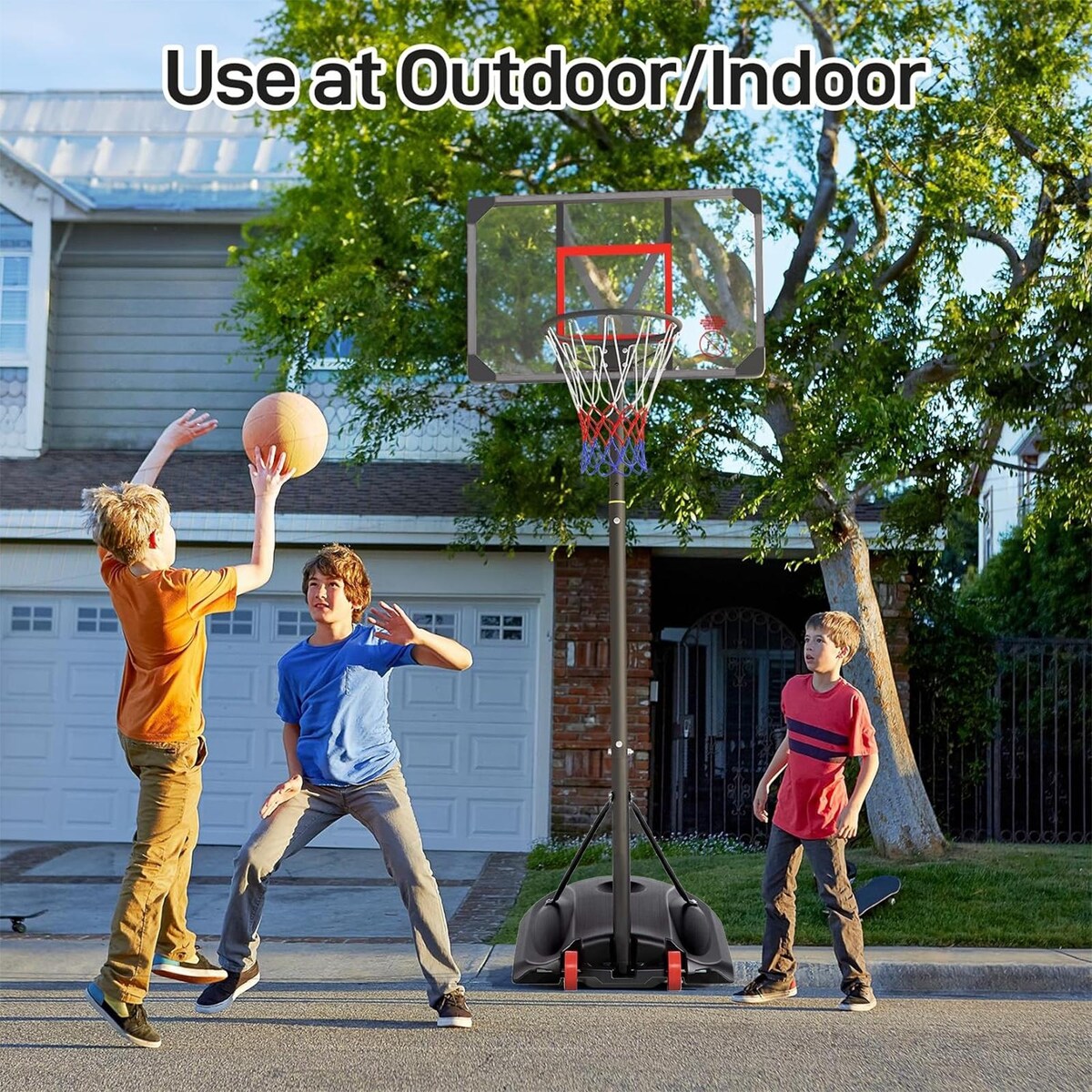 Adjustable Height Portable Impact Backboard Outdoor Basketball Hoop
