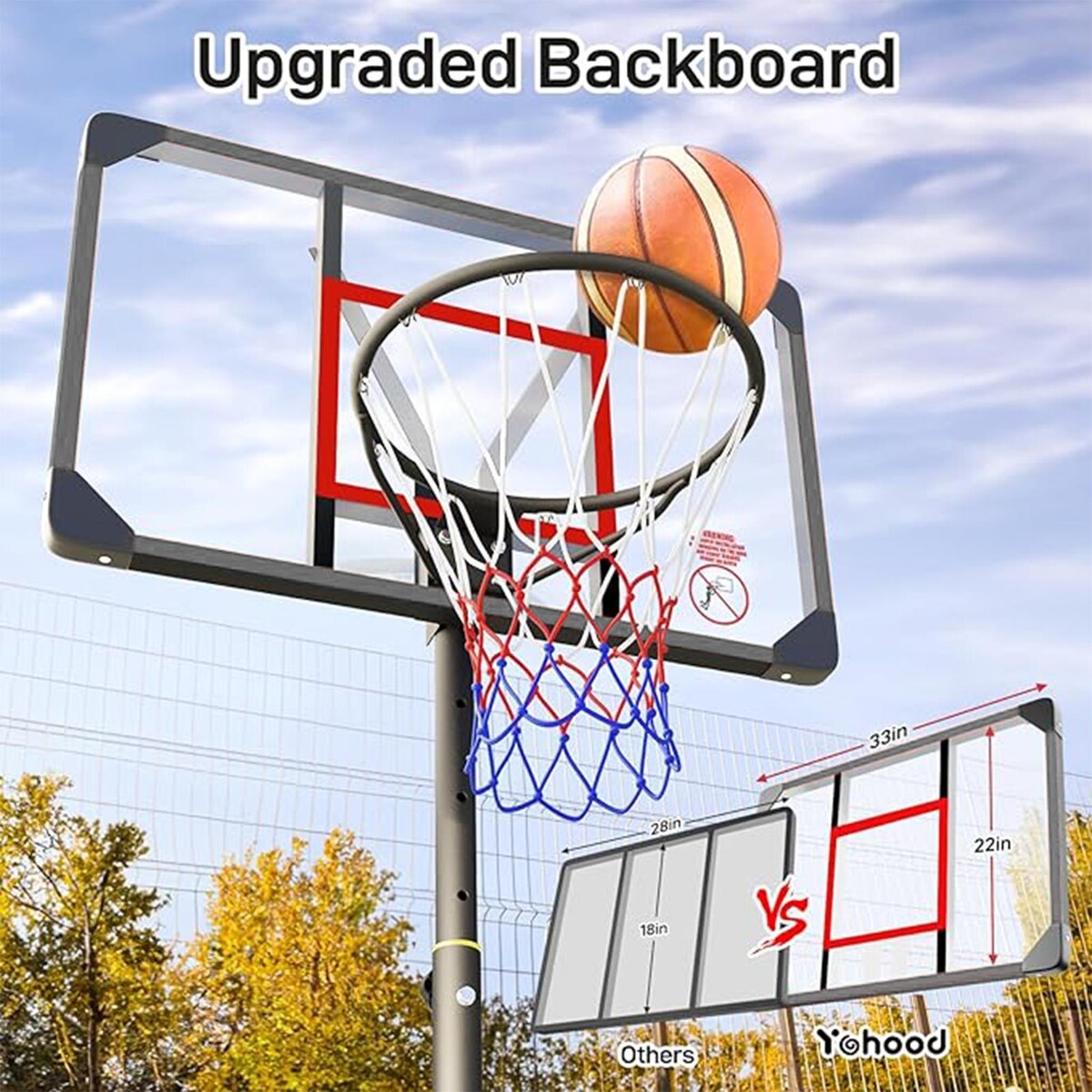 Adjustable Height Portable Impact Backboard Outdoor Basketball Hoop
