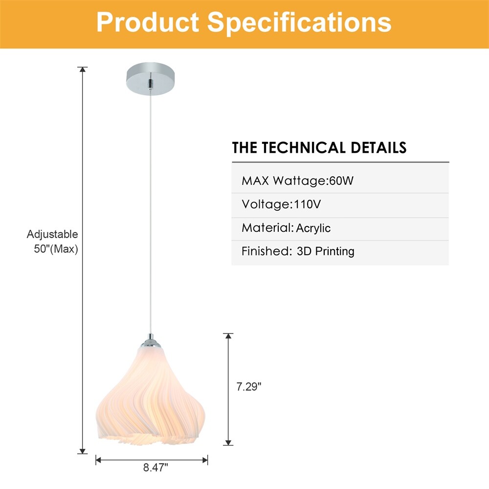 Adjustable Height Three-dimensional Petal Chandeliers No bulbs(2 Pack)