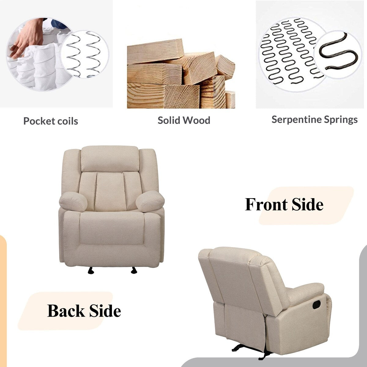 Adjustable Home Theater Single Recliner Thick Seat and Backrest