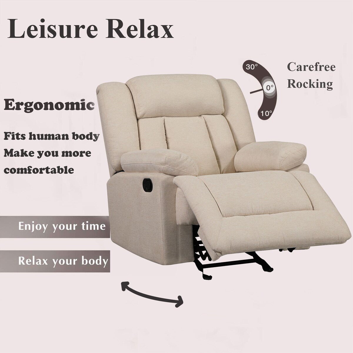 Adjustable Home Theater Single Recliner Thick Seat and Backrest